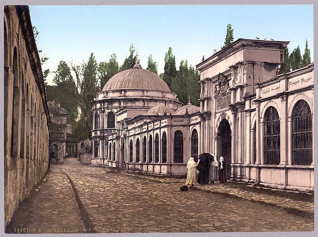 Eyüp yerleşiminde bir sokak, yaklaşık 1890 tarihî görünümü